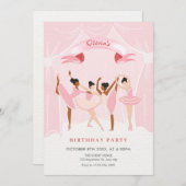 Roze ballerina verjaardag kaart (Voorkant / Achterkant)