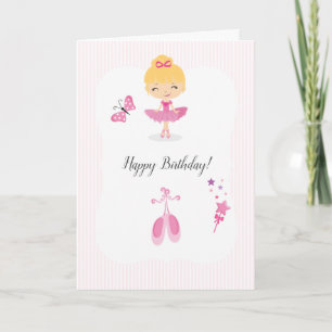 Roze Ballerina Verjaardagsfeest Groet Kaart
