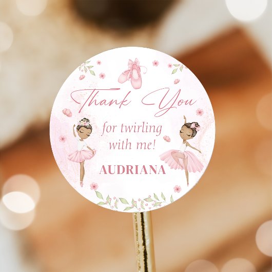 Roze Ballerina Verjaardagsfeest Sticker