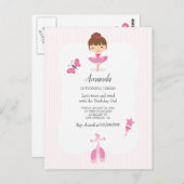 Roze Ballerina Verjaardagsfeestje Briefkaart (Voorkant / Achterkant)