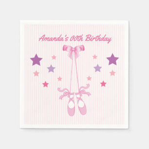 Roze Ballerina verjaardagsfeestje gepersonaliseerd Servet