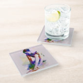 Roze Ballerina Waterverf Hedendaagse Kunst Glazen Onderzetter (Schuin)