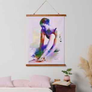 Roze Ballerina Waterverf Hedendaagse Kunst Hangend Wandkleed
