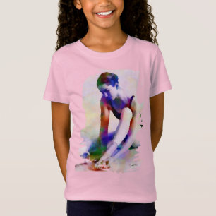 Roze Ballerina Waterverf Hedendaagse Kunst T-shirt