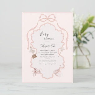 Roze Ballerina Whimsical Baby Shower Kaart