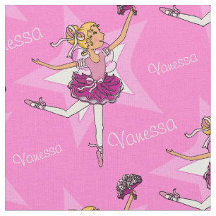 Roze ballerinas dansende aangepaste naamstof stof