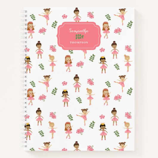 Roze Ballet Danseressen Dansend Patroon Meisje Notitieboek (Voorkant)