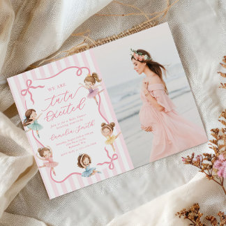 Roze ballet meisjesboog ballerina baby shower foto kaart