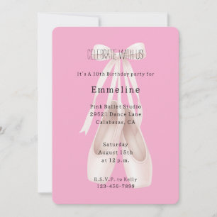 Roze ballet schoenen met strik verjaardag meisjesa kaart