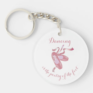 Roze Ballet Schoenen Sleutelhanger met Quote