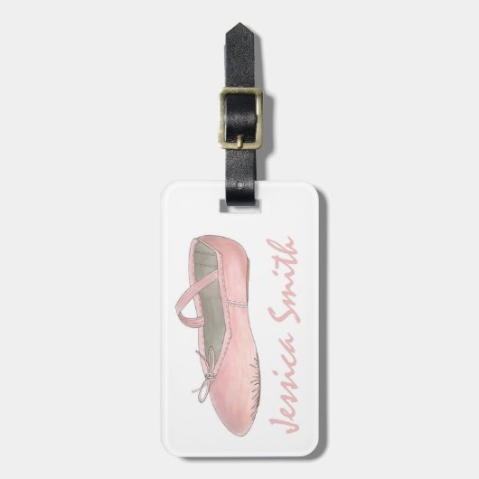 Roze ballet Slipper Dance Ballerina Shoe Ballerina Bagagelabel (Voorkant verticaal)