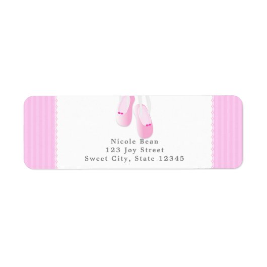 Roze ballet slipper feest uitnodiging labels (Voorkant)