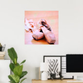 Roze ballet Slipper Pointe Shoes Dance Sjabloon Poster (Thuiskantoor)