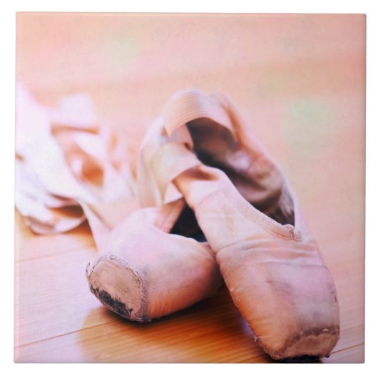 Roze ballet Slipper Pointe Shoes Dance Sjabloon Tegeltje (Voorkant)