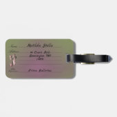 Roze Ballet Teen Schoenen w / Adres op Plum Moss Bagagelabel (Achterkant horizontaal)