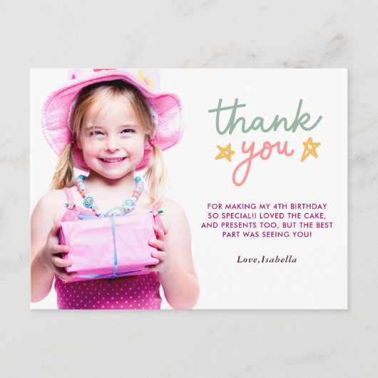 Roze ballet verjaardagsfeest bedankkaartje briefkaart (Voorkant)