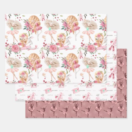 Roze balletdanser die papierbladen overvult inpakpapier vel (Set)