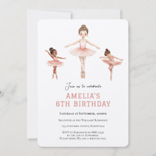 Roze balletjurk tutu balletmeisjes - 6e verjaardag kaart