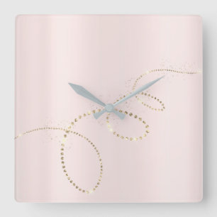 Roze balletkristallen, bevroren Glazen Infiniteit  Vierkante Klok
