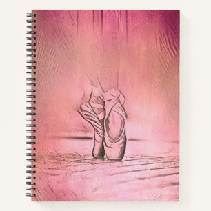 Roze balletschoeisel op papier notitieboek