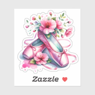 roze balletschoenen en bloemen sticker