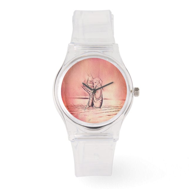 Roze balletschoenen op Pointe Horloge (Voorkant)