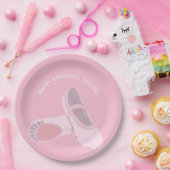 Roze balletschoenen op roze, gepersonaliseerde par papieren bordje (Feest)