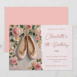 Roze balletschoenen & Rozen Verjaardag Kaart