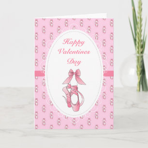 Roze Balletschoenen Valentijnse  Feestdagen Kaart