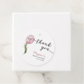 Roze ballon botanische bladeren Baby shower Bedankjes Labels (In situ)