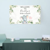 Roze ballon Elephant Foliage Baby shower Welkom  Spandoek (Beurs)