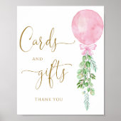Roze ballon eucalyptus Kaarten en geschenk Poster (Voorkant)