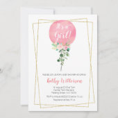 Roze ballon Het is een baby shower voor meisjes Kaart (Voorkant)