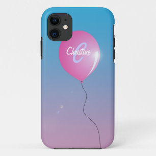 Roze ballon in sky inspirerend Name Monogram iPhone 11 Hoesje