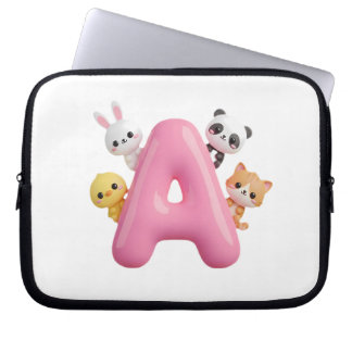 Roze ballon Letter A Laptophoes – Mooie bos Laptop Sleeve