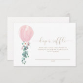 Roze ballon luier raffel ticket kaart (Voorkant / Achterkant)