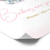 Roze Ballon Olifant Baby shower Baby's zijn zoet Poster (Hoek)