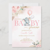 Roze Ballon Olifant Baby shower Kaart (Voorkant)