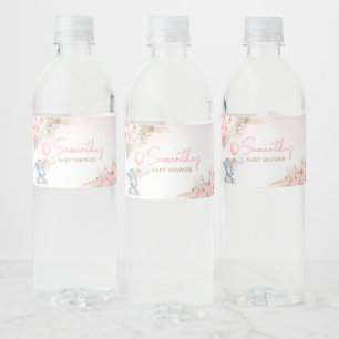 Roze Ballon Olifant Baby Shower Waterfles Etiket
