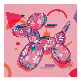 Roze ballonhond perfect poster