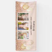 Roze ballonnen Foto 30th Glitter Birthday Banner (Verticaal)