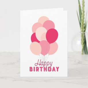 Roze ballonnen Happy Birthday Kaart
