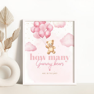 Roze ballonnen Hoeveel gummy beren in de pot Poster