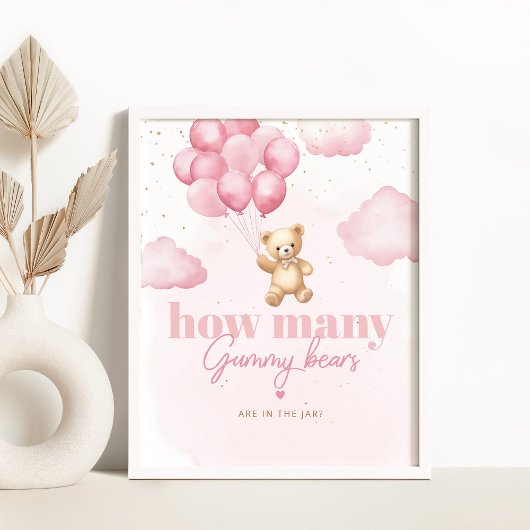 Roze ballonnen Hoeveel gummy beren in de pot Poster