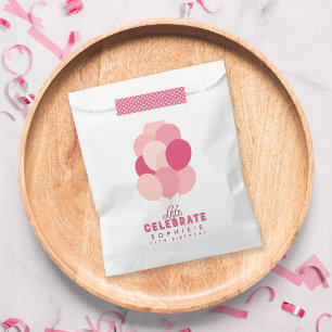 Roze ballonnen Laten we elke verjaardag vieren Bedankzakje