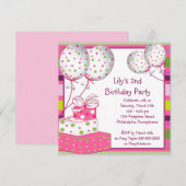 Roze Ballonnen Meisjes 2e Verjaardagsfeestje Kaart (Voorkant / Achterkant)