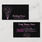 Roze ballonnen op Black Event Planner Visitekaartje (Voorkant / Achterkant)