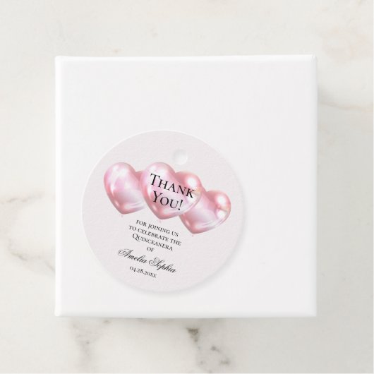 Roze ballonnen Quinceañera Bedankjes Labels (In situ)