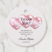 Roze ballonnen Quinceañera Bedankjes Labels (Voorkant)