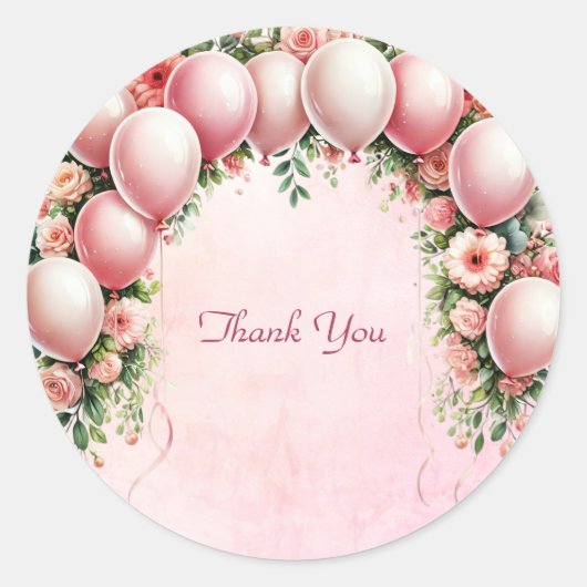 Roze Ballonnen Sticker (Voorkant)